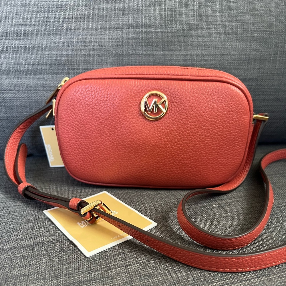 NWT MICHAEL KORS FULTON DOUBLE ZIP CROSSBODY BAG P
